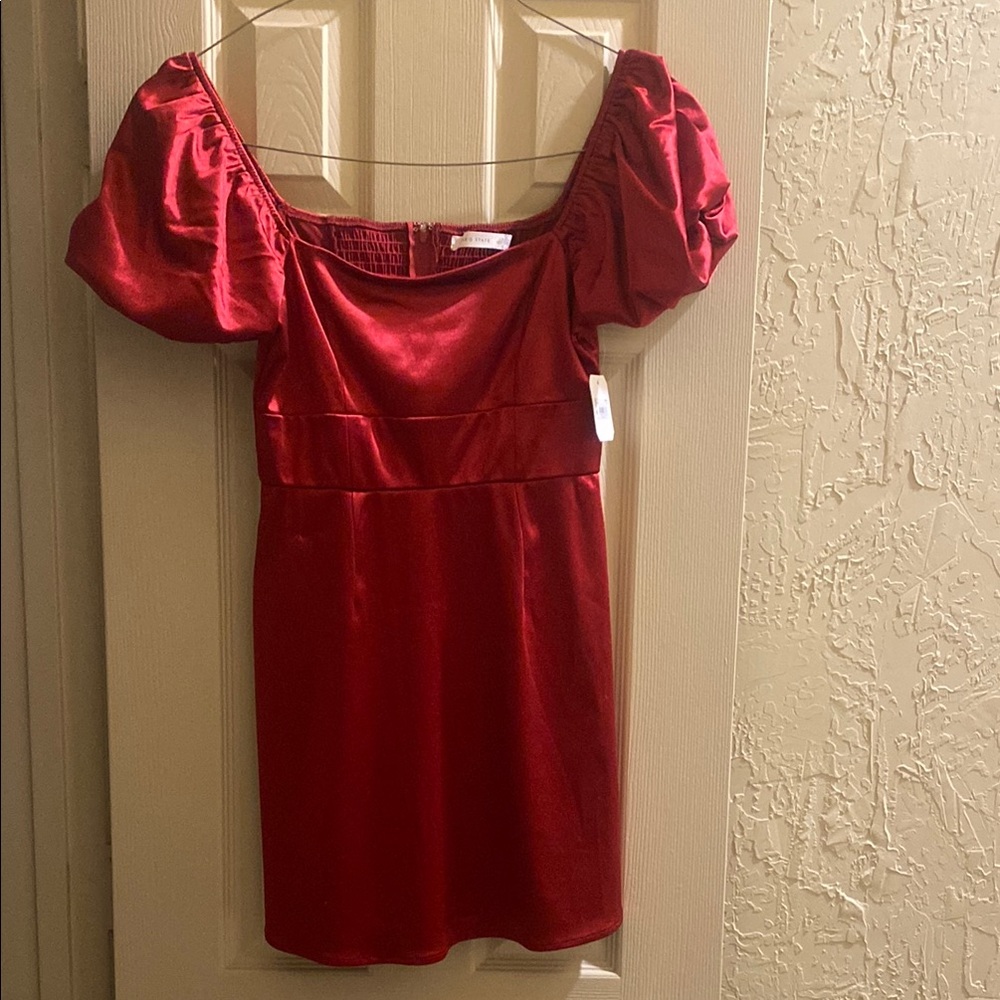 Red Puff Sleeve Dress